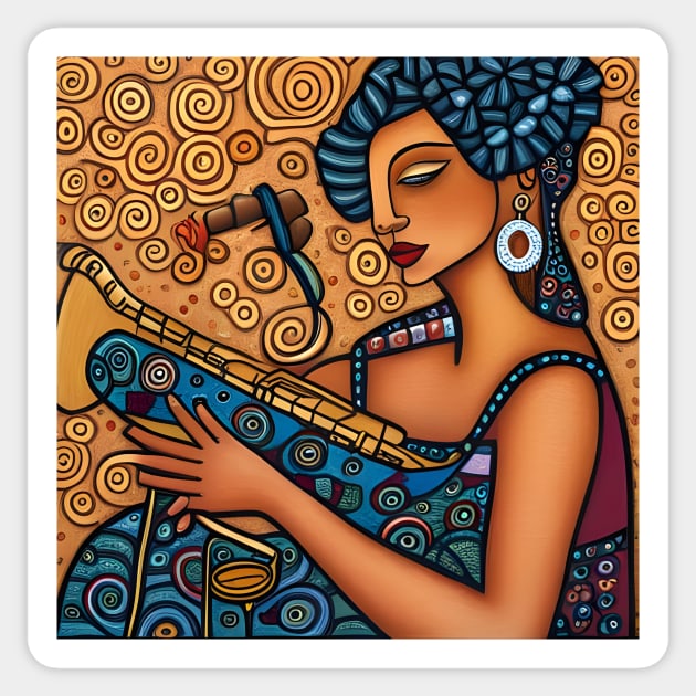 Jazz Musician with Saxophone Sticker by Colin-Bentham